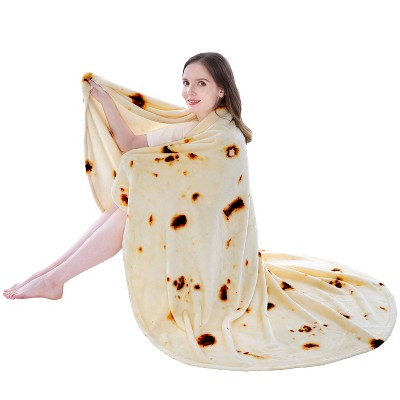 Beige 70-Inch Reversible Fleece Tortilla Blanket