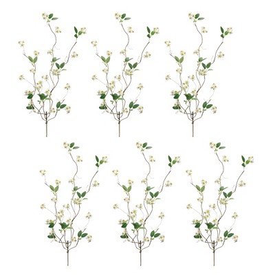 White and Green Plastic Floral Twig Branch Set