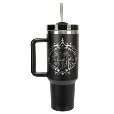 Elanze Designs Flower Garden Mirror Damask Frame 40 oz. Stainless Steel, Large Water Bottle Coffee Mug, Spill & Leak Resistant, Thermal Travel Tumbler