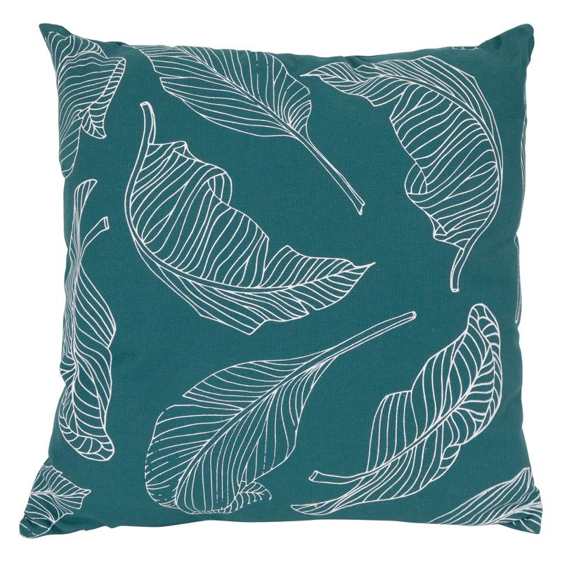 Northlight 17" Square Tropical Leaf Canvas Indoor Throw Pillow - Teal Green, 2 of 5