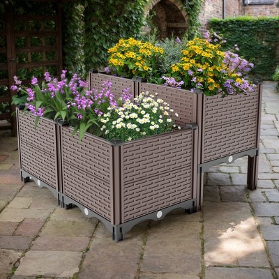 JUJABU 31.5"x31.5"x19.6" Heavy-Duty Outdoor Planter Box for Vegetables, Flowers, and Herbs