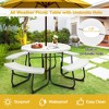 Costway Outdoor 8-person Round Picnic Table Bench Set with 4 Benches & Umbrella Hole Black/Grey/Green/White - image 4 of 4