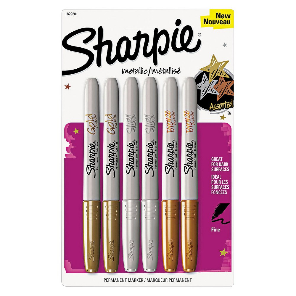 Sharpie Metallic Permanent Markers, Gold, 4/Pack