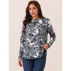 Seta T Women's Loose Fit Long Sleeve Casual Floral Printed Henley V Neck Tunic Tops - 3 of 4
