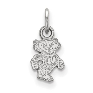 Black Bow Jewelry 10k White Gold Wisconsin Badgers NCAA Extra Small Pendant - 1 of 3