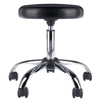 Clark Black Faux Leather Adjustable Swivel Stool with Chrome Base