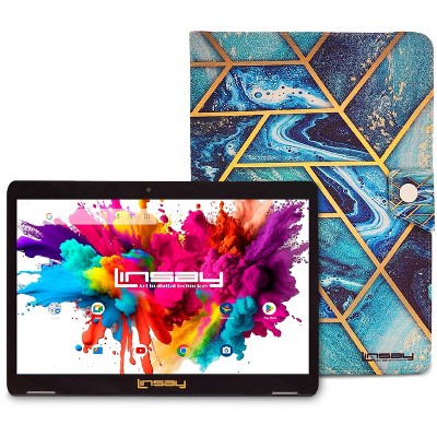 LINSAY 10.1"Octa Core 128GB Storage Android 14 Tablet with Unicorn Shape Case