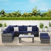 SUGIFT 6PCS Patio Conversation Set with All-Weather Rattan & Glass-Top Table - 3 of 4