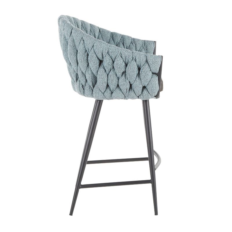 Braided Matisse Contemporary Counter Height Barstool Blue - LumiSource, 3 of 12