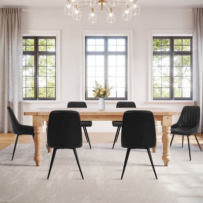 Set of 6 Modern Upholstered Dining Chairs, Armless Kitchen & Dining Room Chairs with Metal Legs and Comfortable Padded Seat-Maison Boucle
