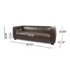 Elegant Dark Brown Upholstered 3-Seat Sofa with Tuxedo Design, Birch Wood Legs and Modern Block Silhouette for Living Room-Maison Boucle - 4 of 4