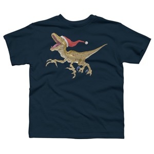 Boy's Design By Humans Christmas Velociraptor By Ayota T-Shirt - 1 of 3