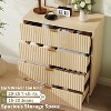 4 Drawer Dresser Set of 2, 38.74 Inch Tall Mid Century Modern Dresser Drawers, Waveform Fluted Side Table, Wood Drawer Organizer - 3 of 4