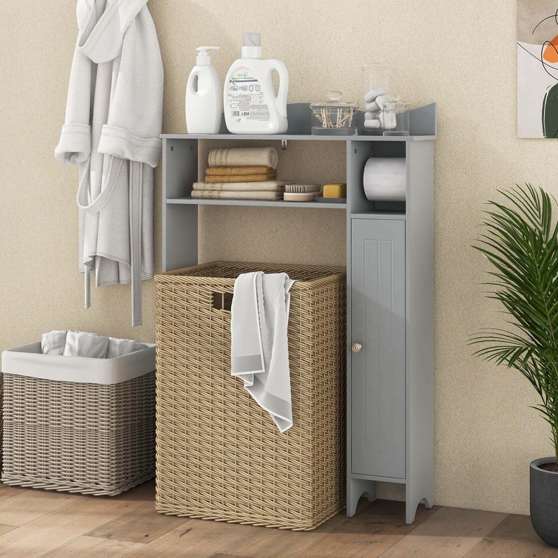 Costway Over the Toilet Storage Cabinet with Toilet Paper Holder Adjustable Shelves Gray/White, 4 of 10