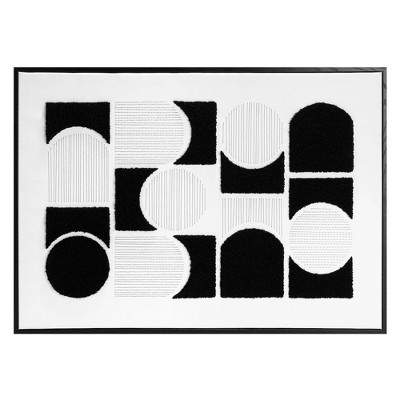 Modern Black and White Abstract Framed Canvas Wall Art