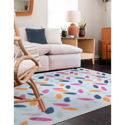 Aruba Outdoor 5x8 Blue and Multicolor Geometric Synthetic Area Rug