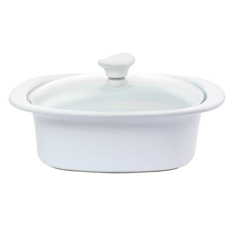 Gibson Elite Gracious Dining 1.9 Quart Stoneware Casserole in White with Glass Lid, 1 of 8