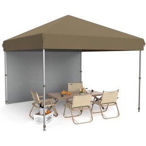 10x10 Pop Up Canopy Tent Outdoor Canopy Heavy Duty Commercial Instant Tent Shelter with 1 Removable Sidewall - 1 of 4