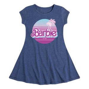 Girls' - Barbie - Palm Trees Fit & Flair Cap Sleeve Dress - 1 of 2