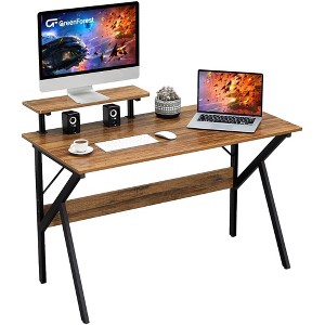 Greenforest Home Office Desk with Monitor Shelf, Computer/Gaming Desk, Walnut, 47in - 1 of 4