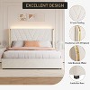Upholstered Bed Frame,Queen Size Bedframe with 4 Storage Drawers,Velvet Platform with Wingback Headboard,No Box Spring Needed,Noise Free,Easy Assembly - 2 of 4