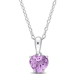 EVERLY JEWELRY | Sterling Silver Heart Pendant with Gemstone – Multiple Stone Options - 1 of 4