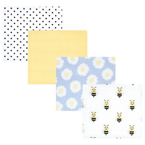 Hudson Baby Infant Girl Cotton Flannel Receiving Blankets, Daisy Bee, One Size - 1 of 4