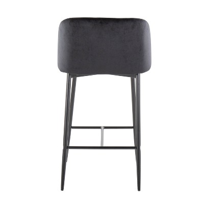 Fran Black Velvet and Metal 26" Counter Stools, Set of 2