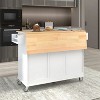 LunaLulinlk 52.7" White Mobile Kitchen Island - 4 of 4