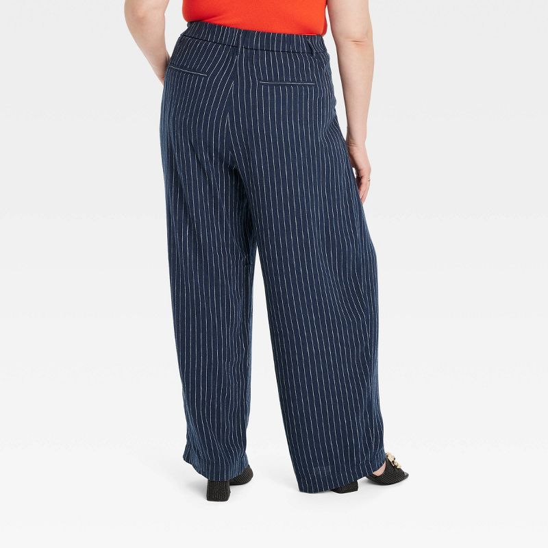 Women's High-Rise Linen Pleated Front Straight Pants - A New Day™, 3 of 11