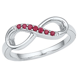 Created Ruby Prong Set Infinity Ring in Sterling Silver (8.50), Women