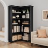 Corner Bookshelf 70.8 Inch Farmhouse Corner Bookcase, Tall Bookshelf with Storage Large Bookcase with Storage for Living Room Office - 2 of 4