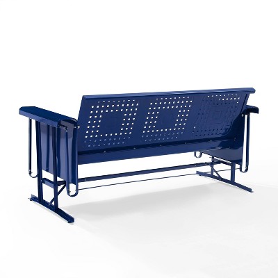 Navy Blue Metal 3-Seat Outdoor Sofa Glider