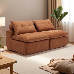 66" Soft Chenille Modular No-Armrests Sofa with Neck & Lumbar Pillows - 1 of 4