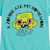 Girls' - Instant Message - A Zombie Ate My Homework Fitted Short Sleeve Graphic T-Shirt - 2 of 4