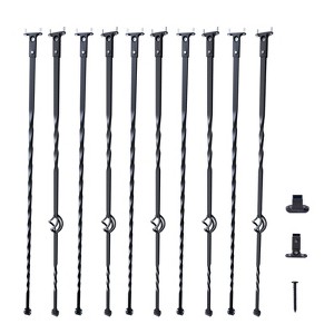 VEVOR Staircase Metal Balusters, 44'' x 1/2" Galvanized Steel Decorative Banister Spindles, 10 Pack Deck Baluster with Hollow Single Baskets, Black - 1 of 4