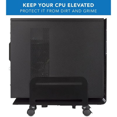 Adjustable Black Steel CPU Cart with Wheels