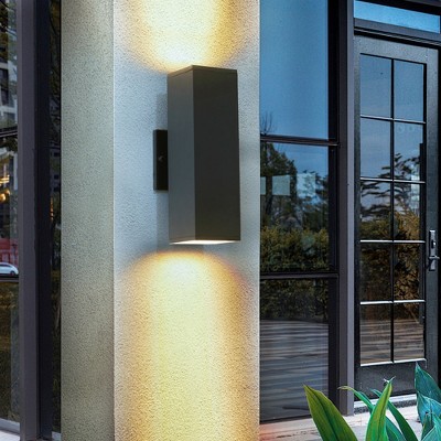 11.80"2-Pack Outdoor Wall Sconce, Modern Up and Down Weatherproof Wall Light,Black