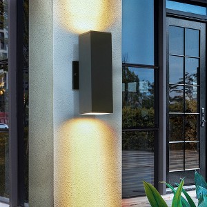 11.80"2-Pack Outdoor Wall Sconce, Modern Up and Down Weatherproof Wall Light,Black - 1 of 4