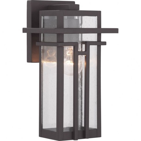 Progress Lighting Boxwood 1-Light Outdoor Wall Lantern in Antique Bronze with Clear Seeded Glass Shade - image 1 of 4