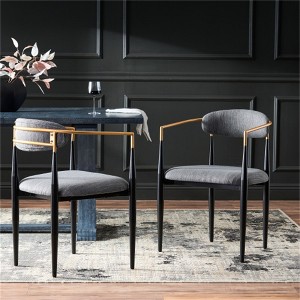 SKRAN Set of 2 Dining Chair, Upholstered Iron Chairs with Toothpick Frame and Curved Open Backrest for Dining Room, Kitchen, Home - Charcoal - 1 of 4