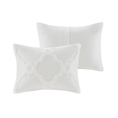 Full White Cotton Tufted Geometric Comforter Set