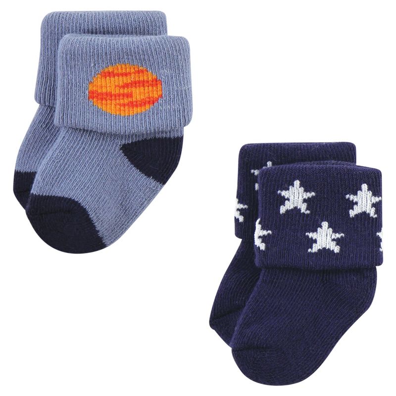 Hudson Baby Infant Boy Cotton Rich Newborn and Terry Socks, Solar System, 3 of 7