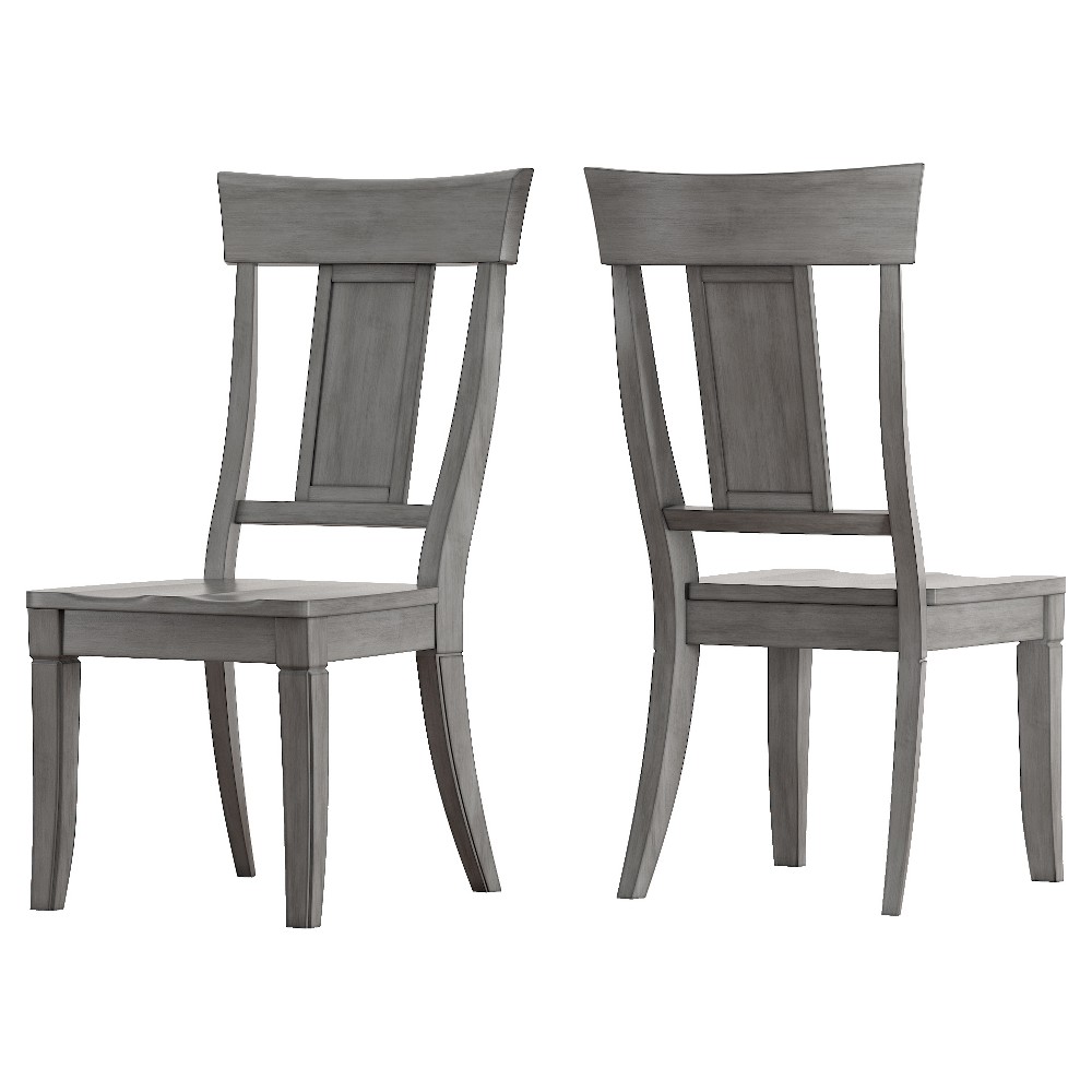Set of 2 South Hill Panel Back Dining Chair Antique Gray - Inspire Q: Hardwood Frame, Spot Clean, Armless Design