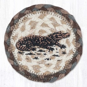 Earth Rugs Alligator Round Coaster – Braided Jute, Wildlife Print, 5"x5" Rustic Accent - 1 of 3
