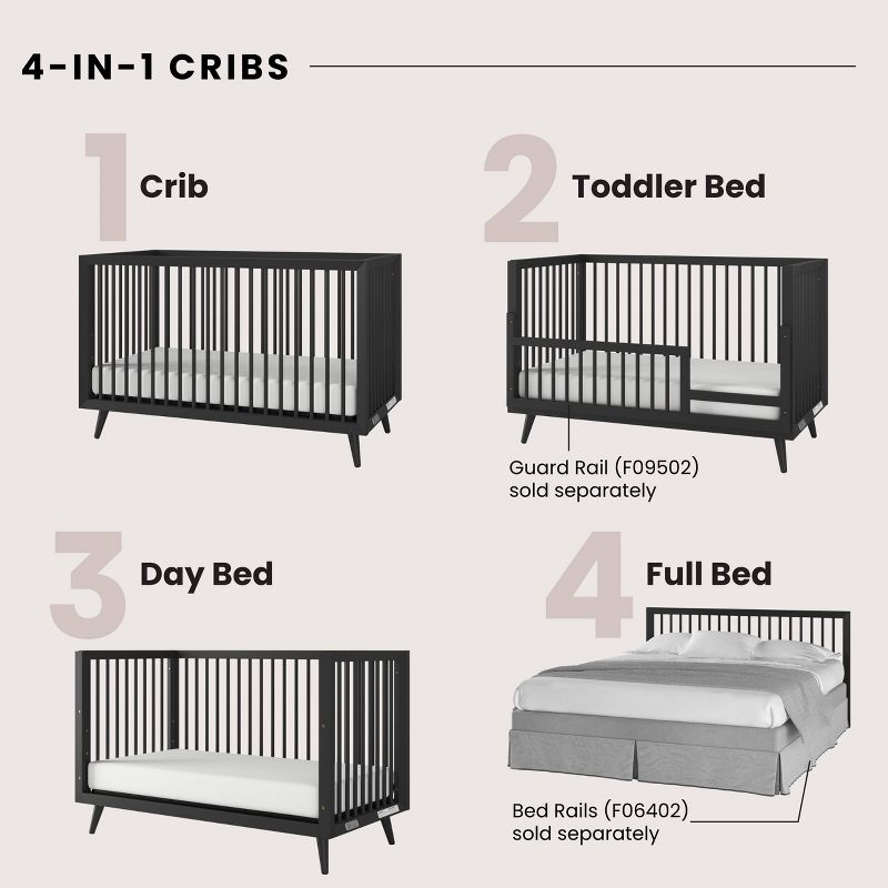 Child Craft Cranbrook 4-in-1 Convertible Crib - Black, 3 of 10