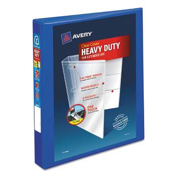 Avery Heavy-Duty View Binder with DuraHinge and One Touch EZD Rings, 3 Rings, 1" Capacity, 11 x 8.5, Pacific Blue