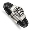 Chisel Stainless Steel Antiqued and Polished Spider Black Braided Faux Leather 8.5" Bracelet - 2 of 4