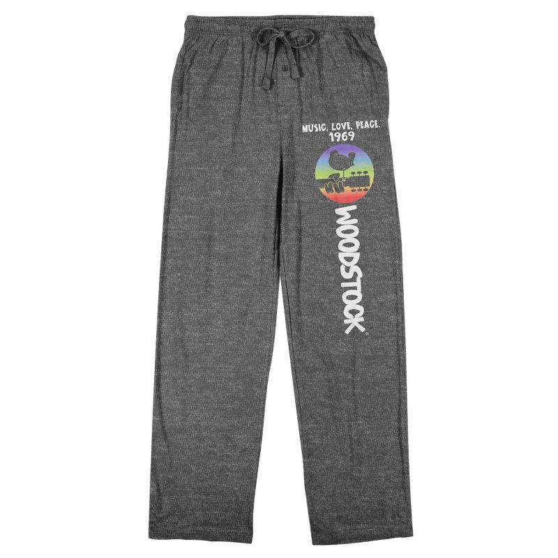 Woodstock Festival Grounds Men's Gray Heather Sleep Pajama Pants, 1 of 4