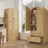 71" Armed Bookcase Cabinet - Wood Storage w/ Doors & Drawers, Farmhouse Display Case for Office & Living Room - 3 of 4